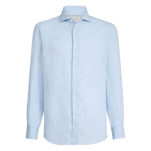 Brunello Cucinelli Men Easy Fit Linen Shirt With French Collar